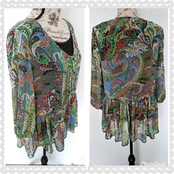 Umgee Tops - UMGEE | Floral & sheer Boho top | M